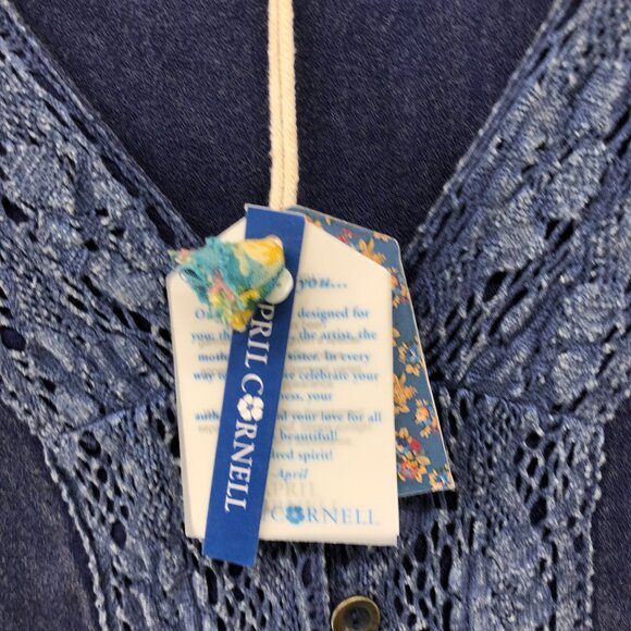 NWT April Cornell Maxi Dress XL Sunwashed Navy Agatha Long Sleeve Blue Rayon - Picture 6 of 13